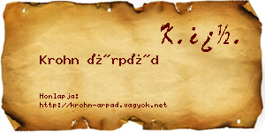 Krohn Árpád névjegykártya